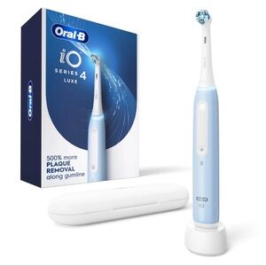 Oral-B iO Series 4 Luxe Rechargeable Electric Toothbrush Icy Blue & Travel Case
